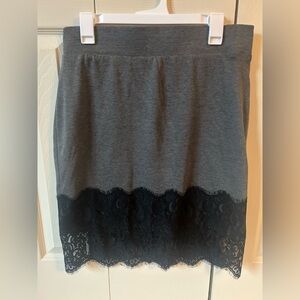 Maurice's , Elegant Gray Lace Trim Skirt